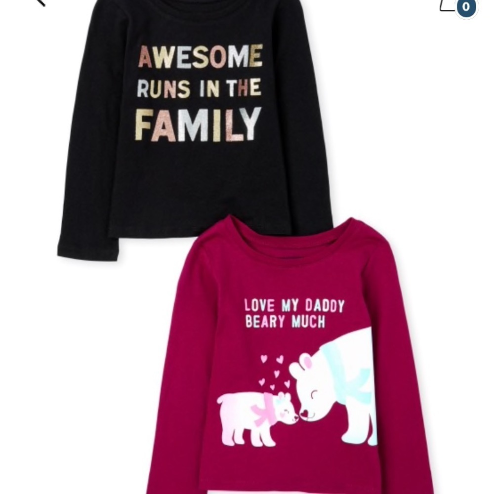 2 pack long sleeve graphic baby girl shirts